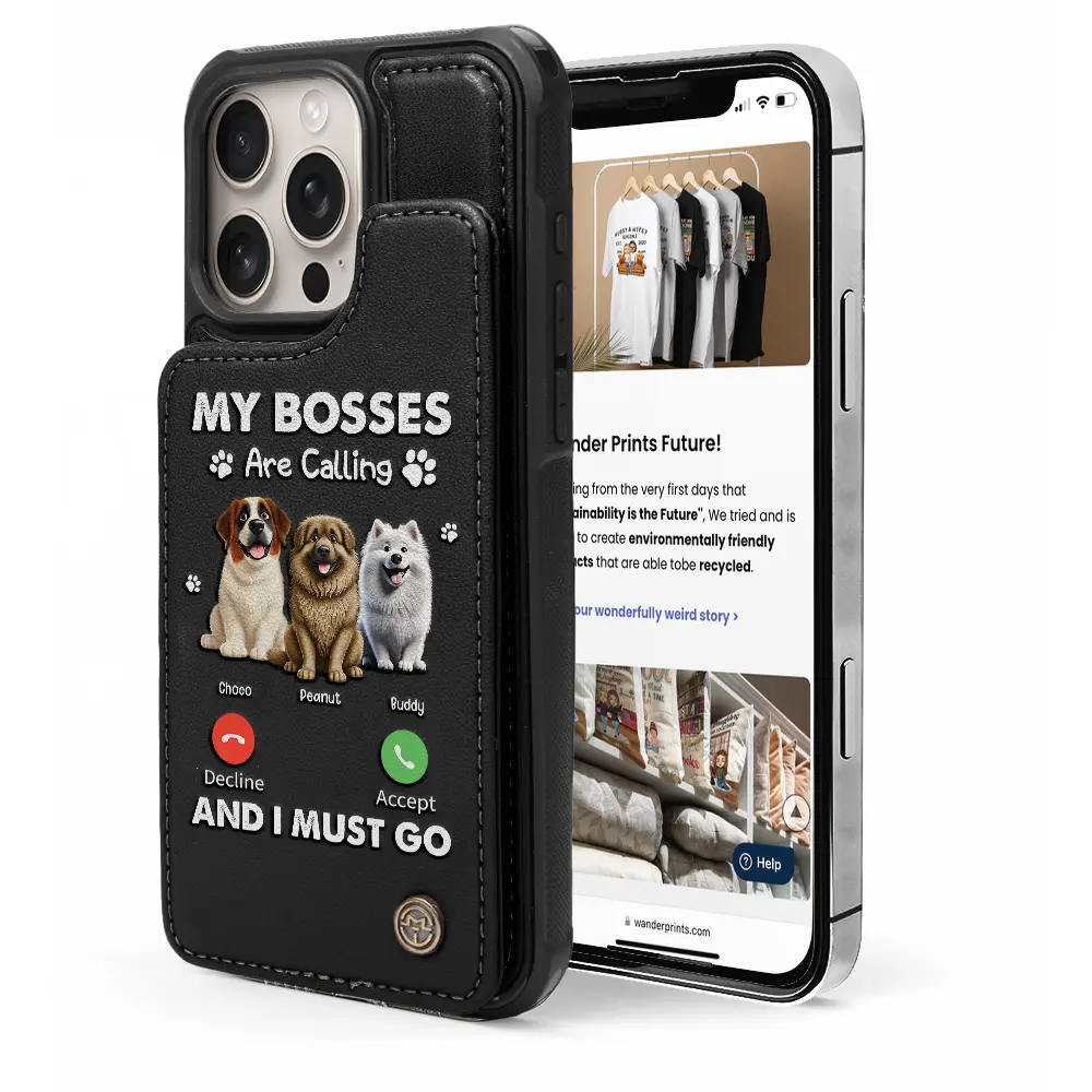 My Bosses Are Calling And I Must Go - Personalized Leather Flip Wallet Phone Case - Image 5