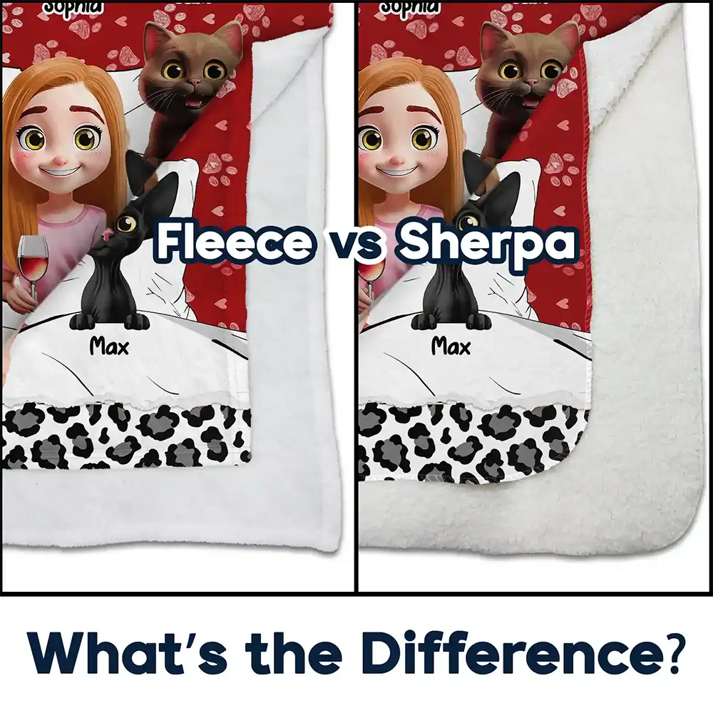 My Cat Cuddling Blanket - Personalized Fleece Blanket, Sherpa Blanket - Image 5
