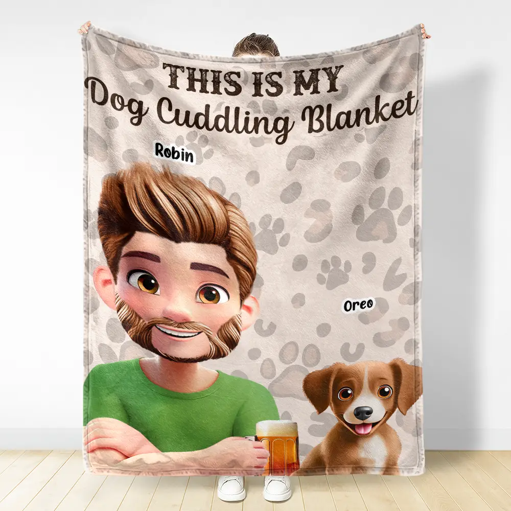 My Cat Dog Cuddling Blanket Peeking 3D Effect - Personalized Fleece Blanket, Sherpa Blanket - Image 3