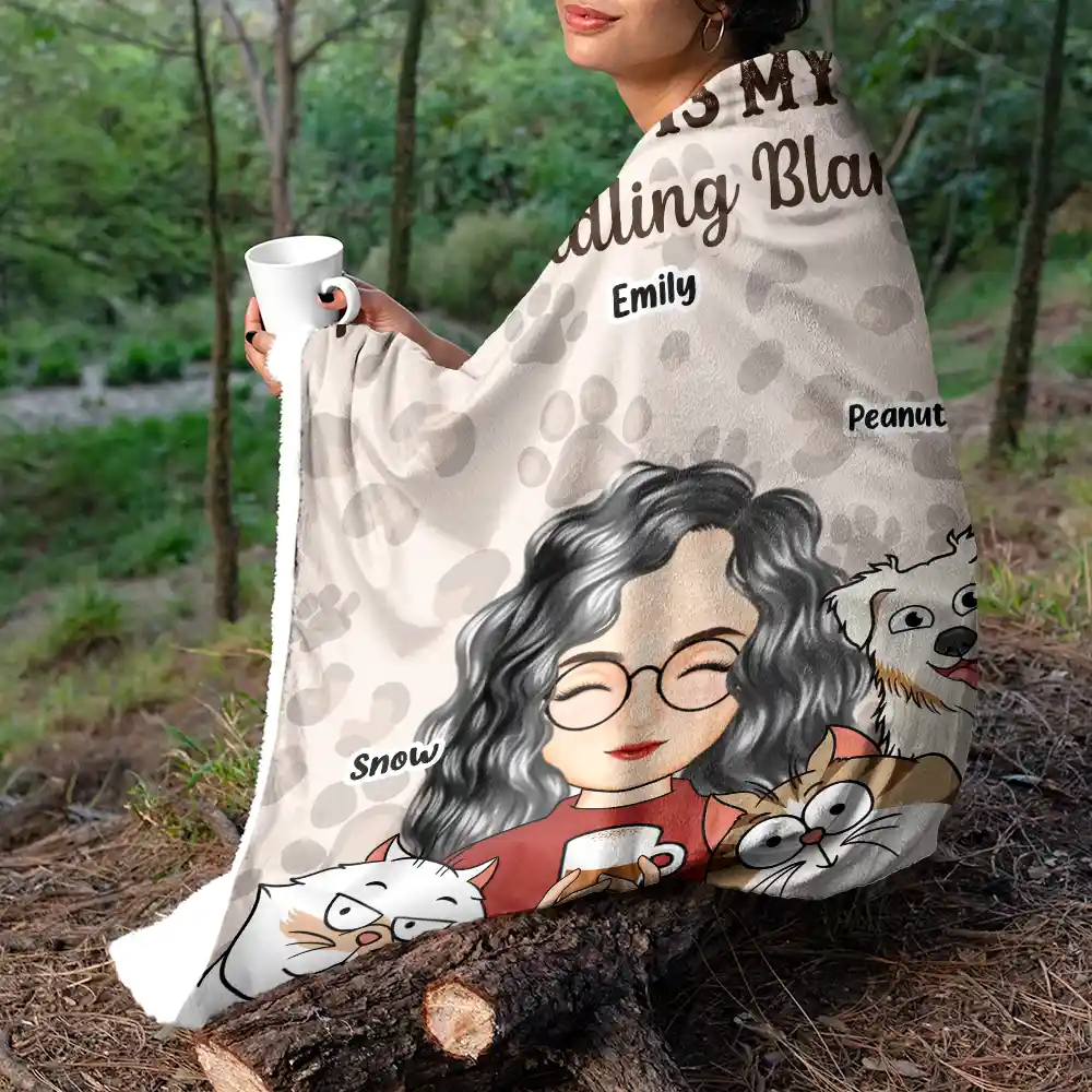 My Cat Dog Cuddling Blanket Peeking - Personalized Fleece Blanket, Sherpa Blanket - Image 5