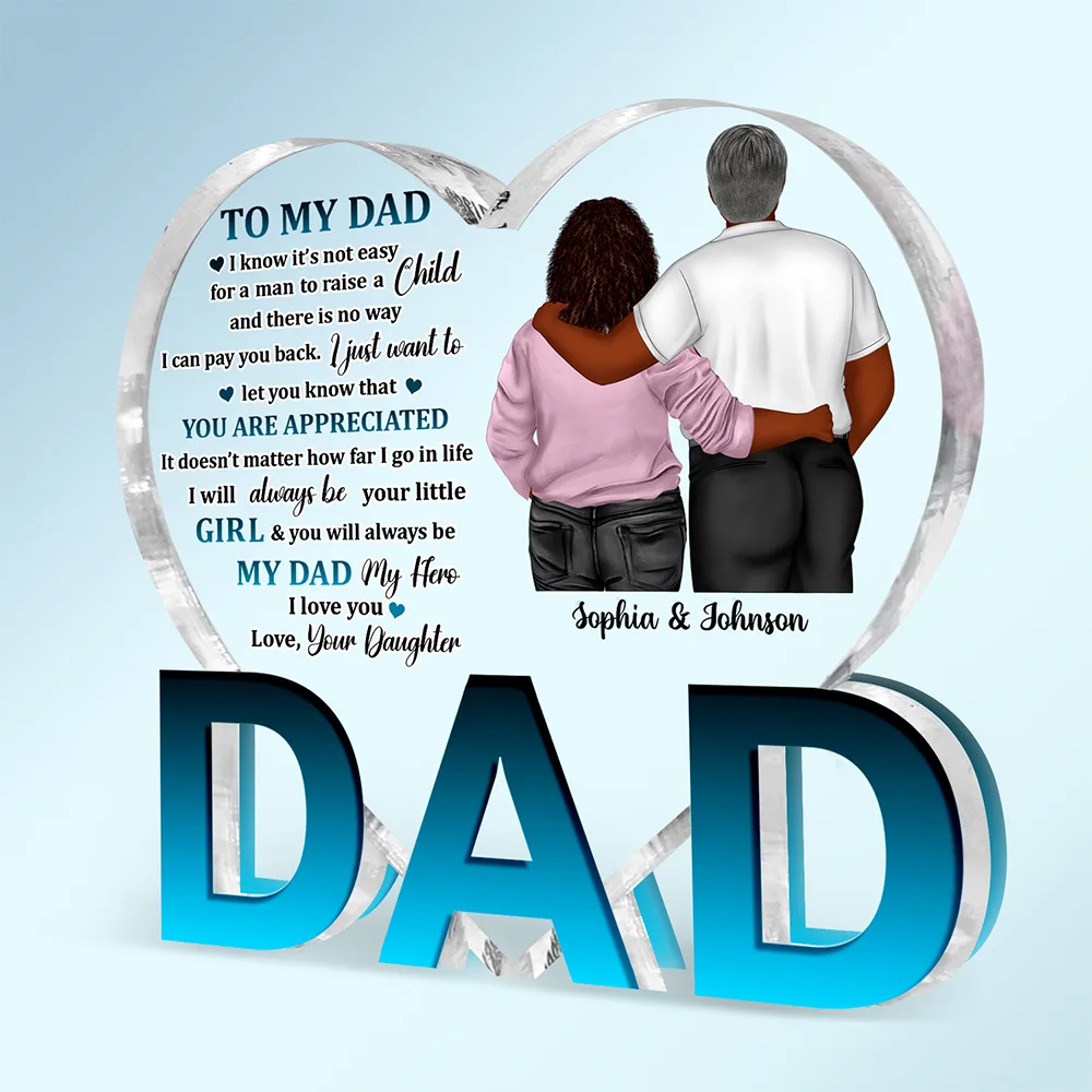 My Dad My Hero - Birthday, Loving Gift For Father - Personalized Love-Dad-Shaped Acrylic Plaque - Image 2