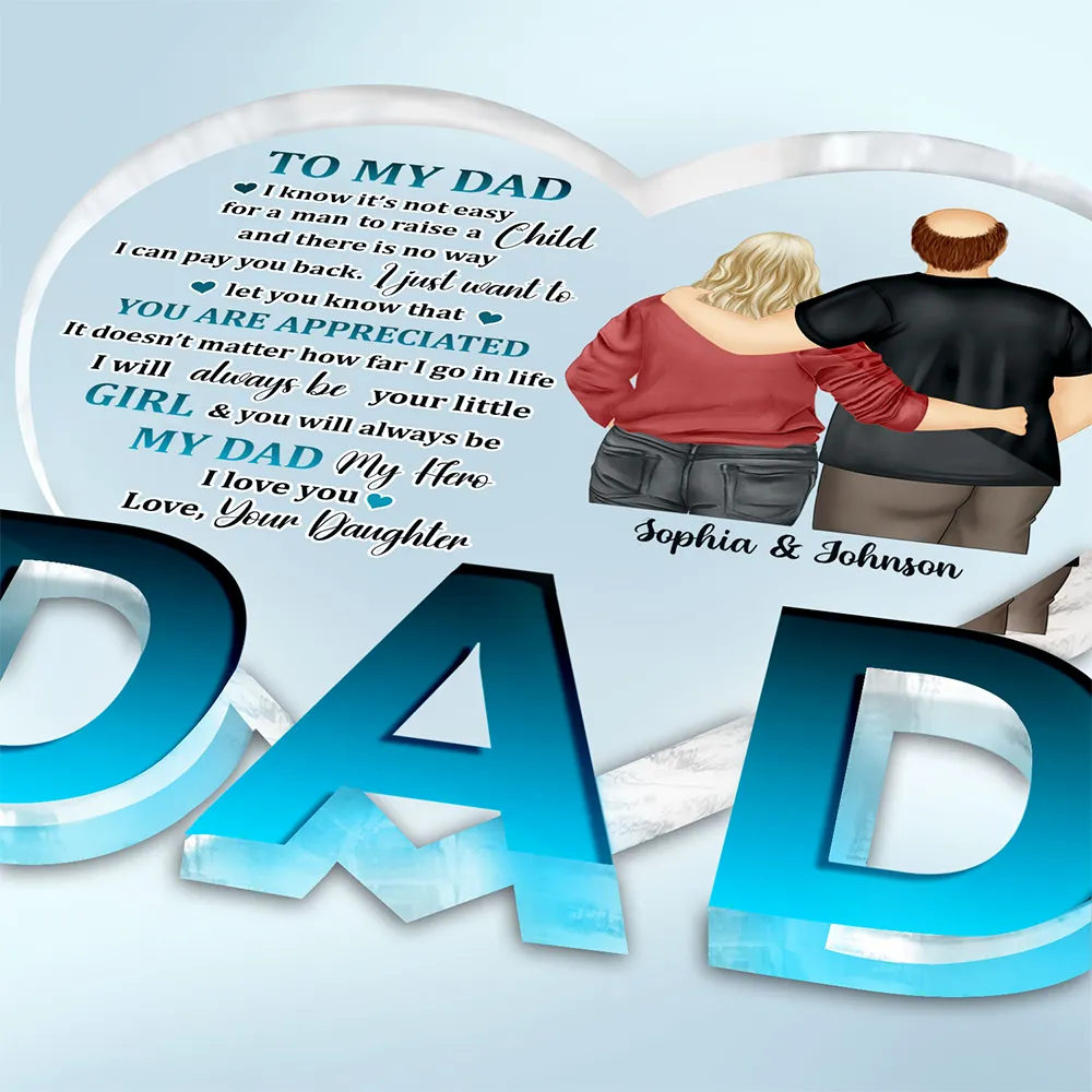 My Dad My Hero - Birthday, Loving Gift For Father - Personalized Love-Dad-Shaped Acrylic Plaque - Image 3