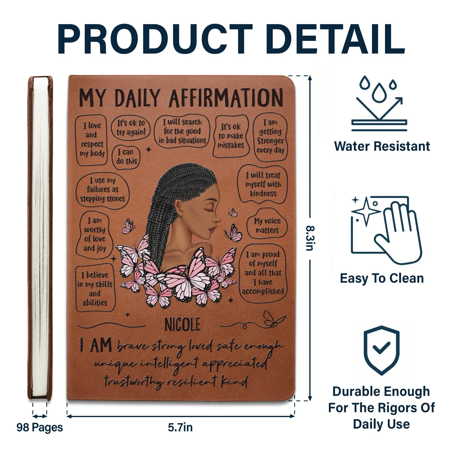 My Daily Affirmation - Gift For Women - Personalized Leather Journal - Image 5
