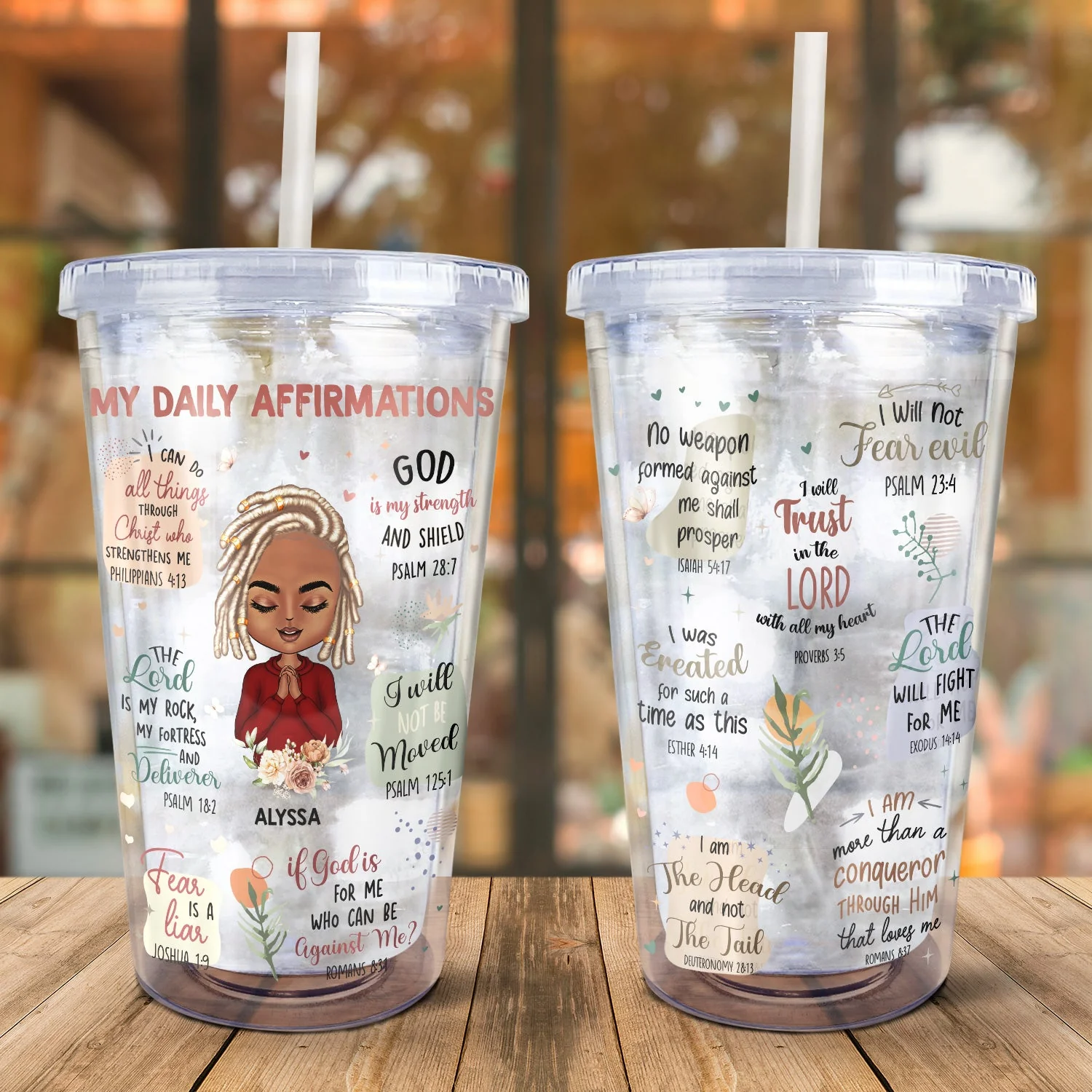 My Daily Affirmations - Gift For Yourself, Gift For Women - Personalized Acrylic Insulated Tumbler With Straw - Image 2
