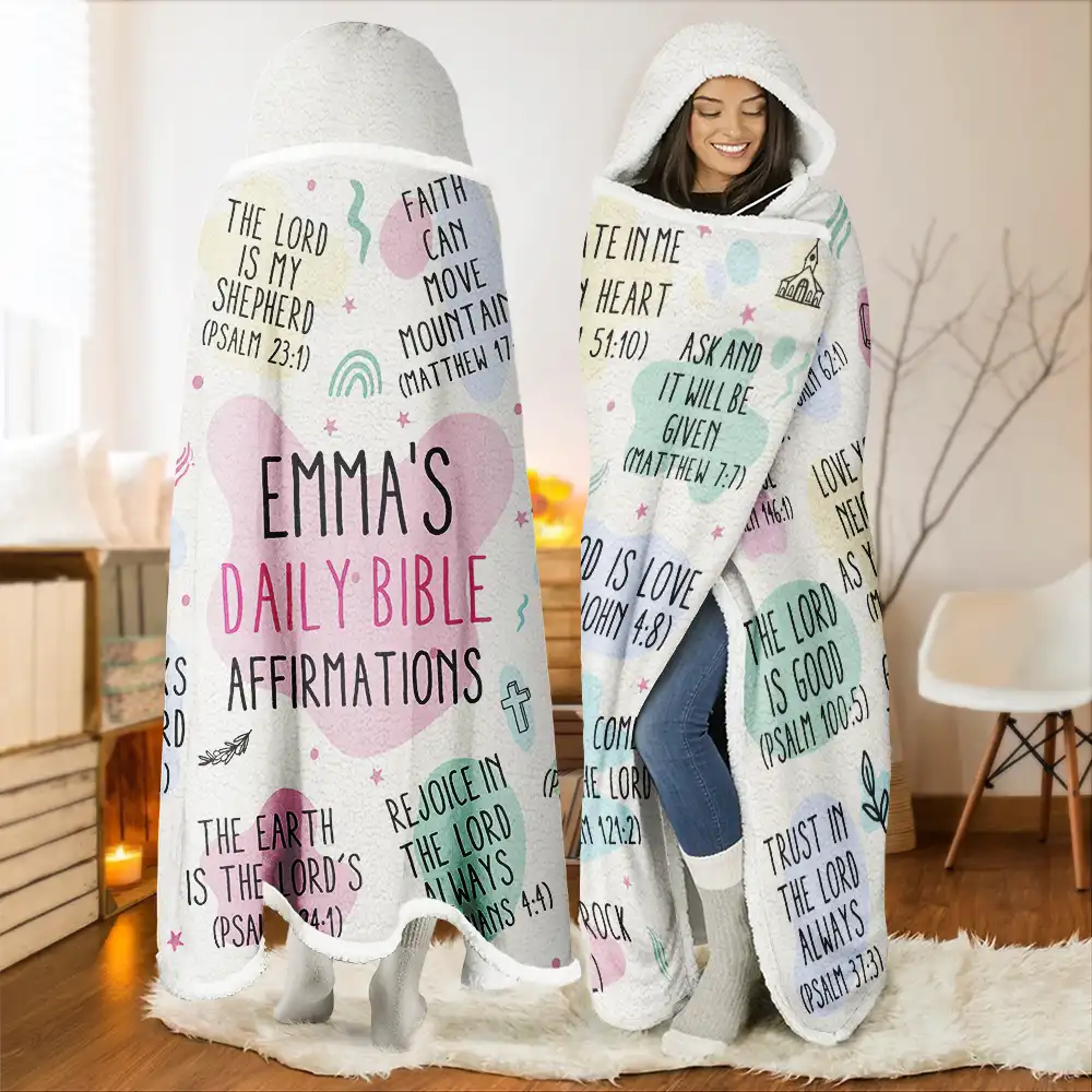 My Daily Bible Affirmations - Personalized Wearable Hooded Blanket - Image 2