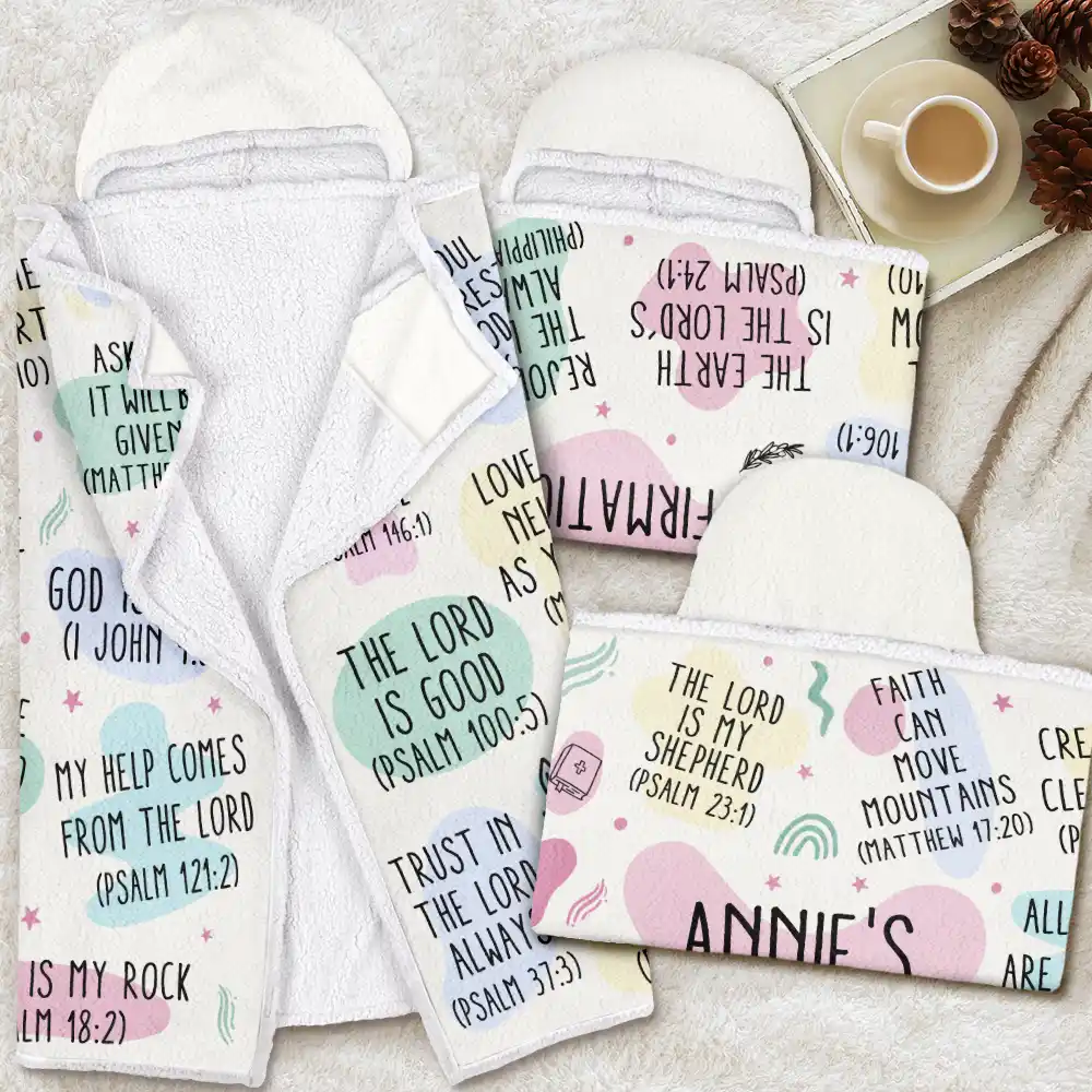 My Daily Bible Affirmations - Personalized Wearable Hooded Blanket - Image 4