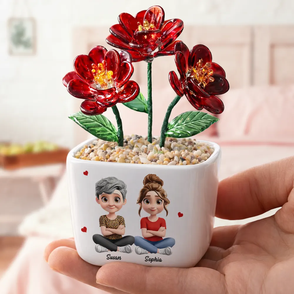 My Daughter Forever - Personalized Glass Flower Plant Pot - Image 4