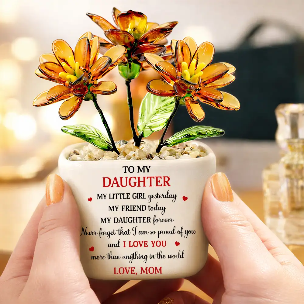 My Daughter Forever - Personalized Glass Flower Plant Pot - Image 7