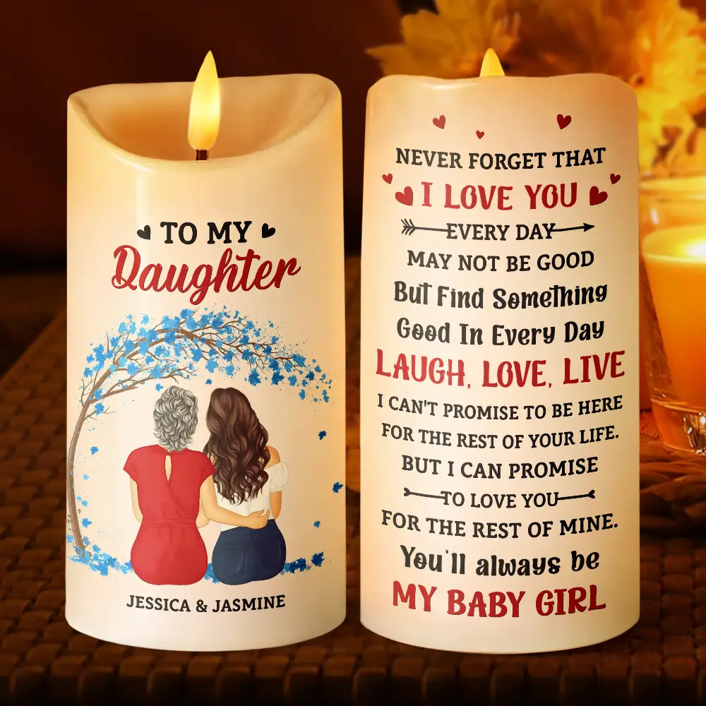 My Daughter Never Forget That I Love You Forever - Personalized Flameless LED Candle - Image 2