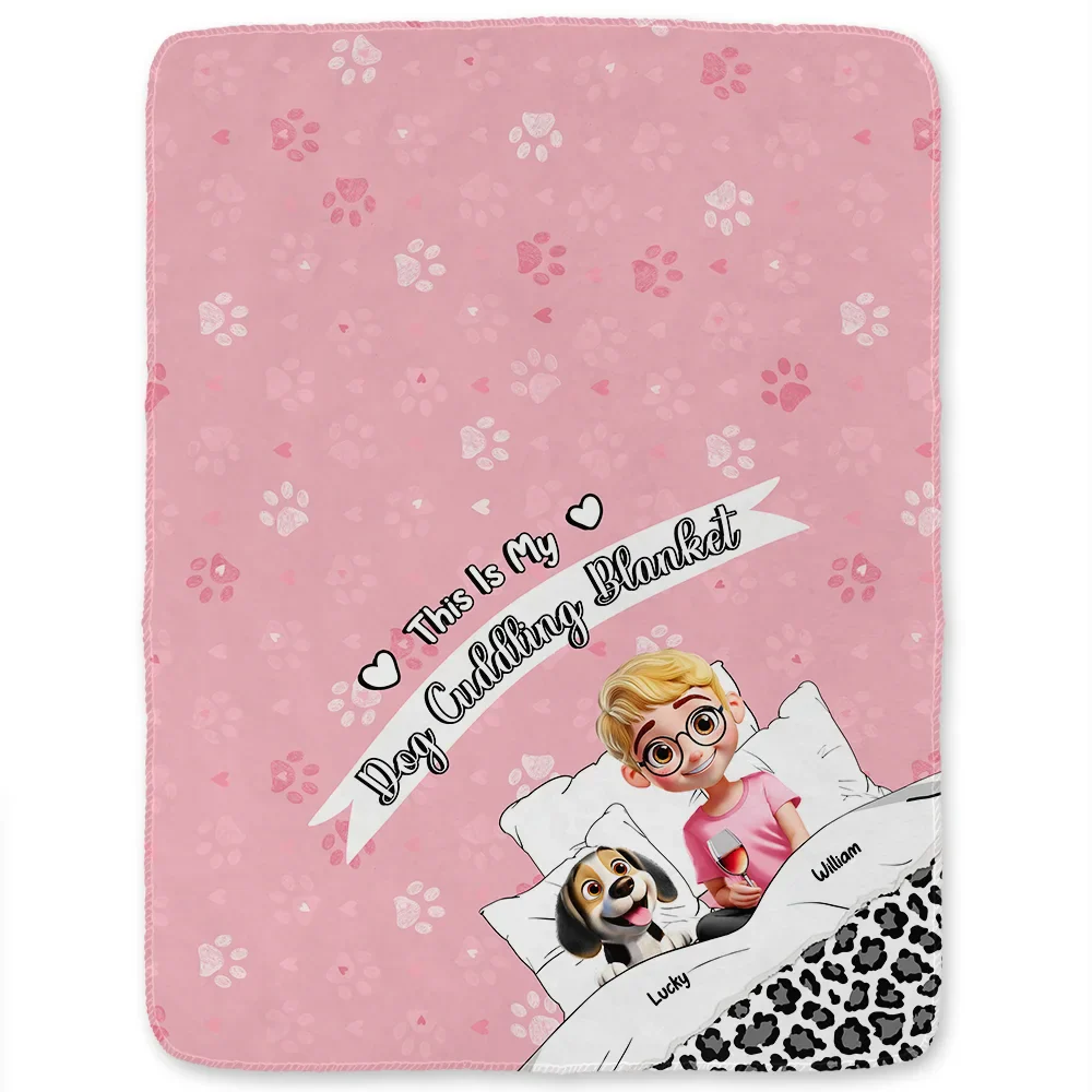 My Dog Cuddling Blanket Corner - Personalized Fleece Blanket, Sherpa Blanket - Image 2
