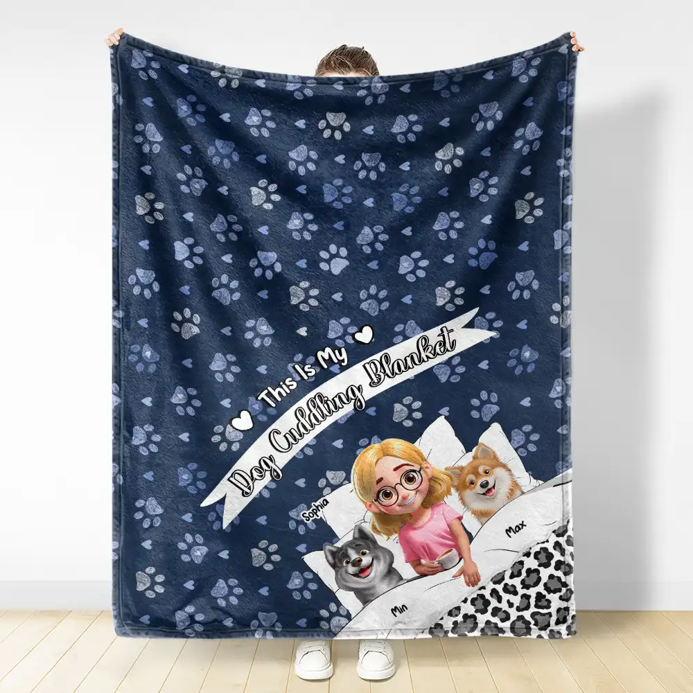 My Dog Cuddling Blanket Corner - Personalized Fleece Blanket, Sherpa Blanket - Image 3