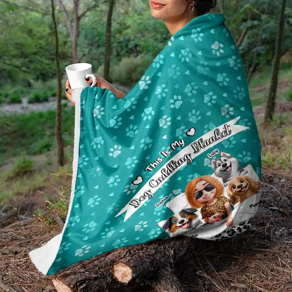 My Dog Cuddling Blanket Corner - Personalized Fleece Blanket, Sherpa Blanket - Image 5