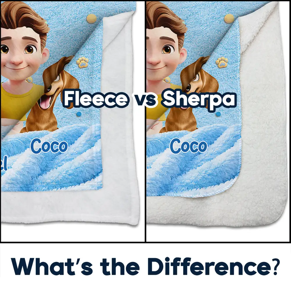 My Dog Cuddling Blanket Embroidery Effect - Personalized Fleece Blanket, Sherpa Blanket - Image 4