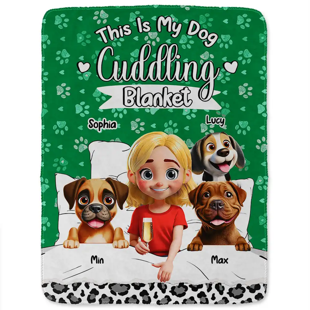 My Dog Cuddling Blanket - Personalized Fleece Blanket, Sherpa Blanket - Image 2