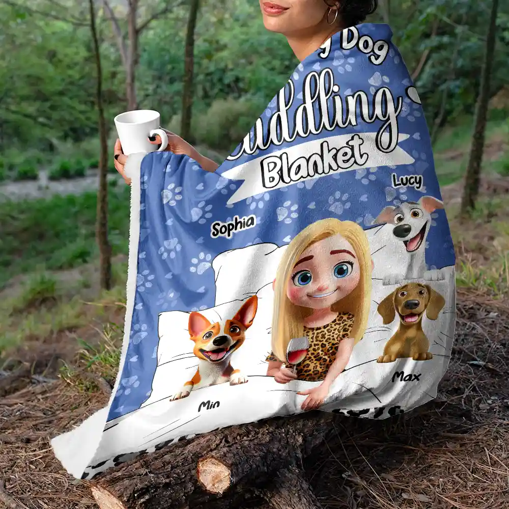 My Dog Cuddling Blanket - Personalized Fleece Blanket, Sherpa Blanket - Image 5