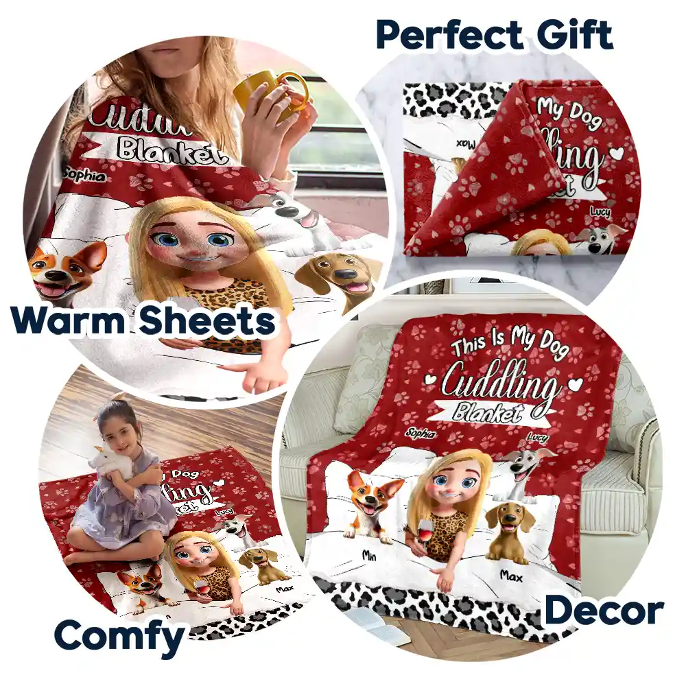 My Dog Cuddling Blanket - Personalized Fleece Blanket, Sherpa Blanket - Image 7