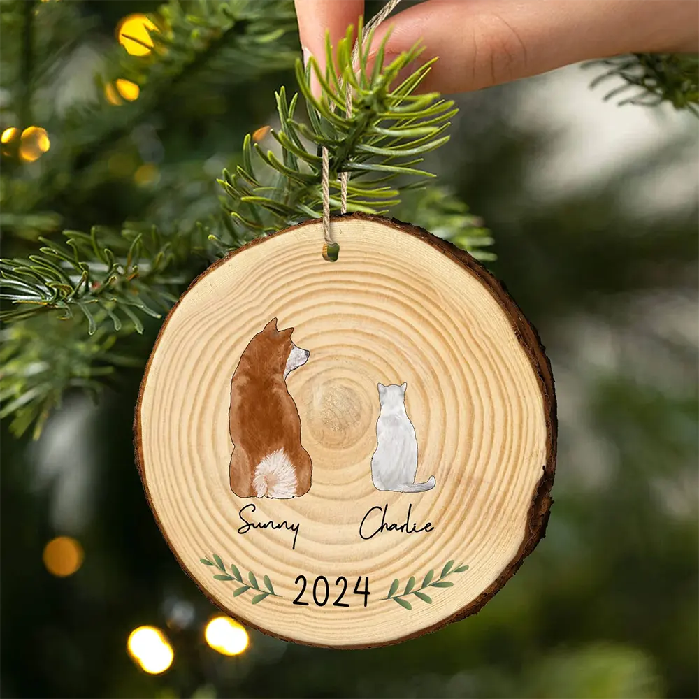 My Dogs Cats Pet 2024 - Gift For Dog Cat Lovers - Personalized Wood Slice Ornament - Image 2