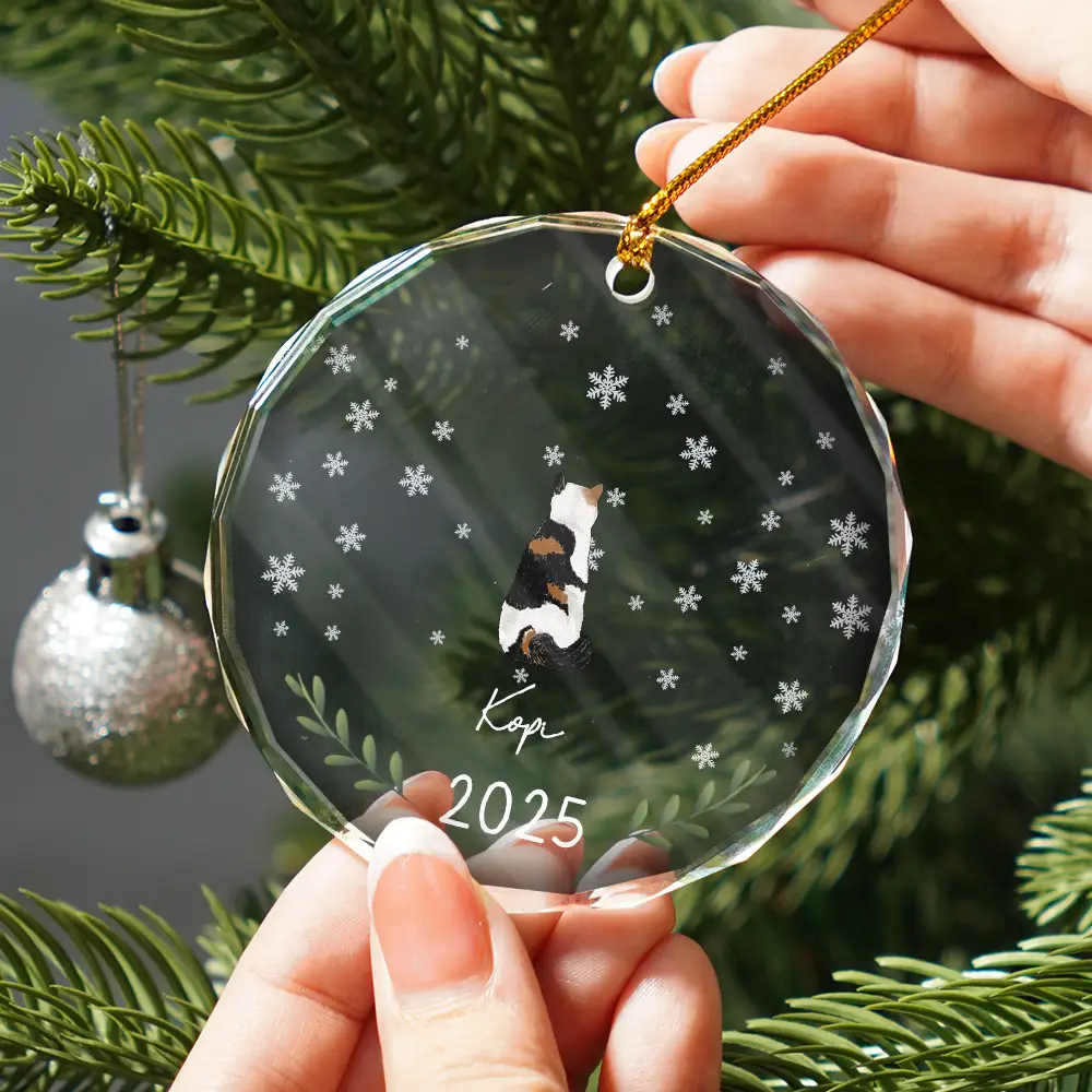 My Dogs Cats Pet - Personalized Circle Glass Ornament - Image 2