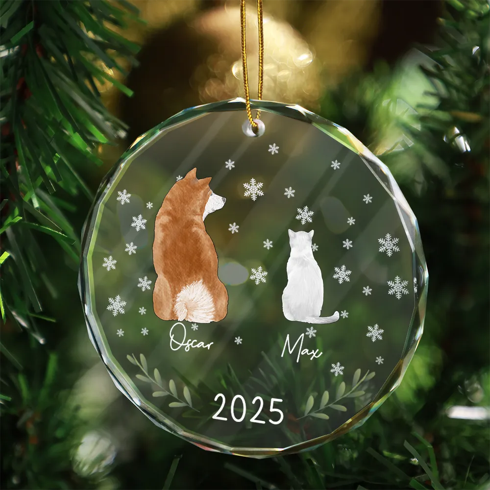 My Dogs Cats Pet - Personalized Circle Glass Ornament - Image 3