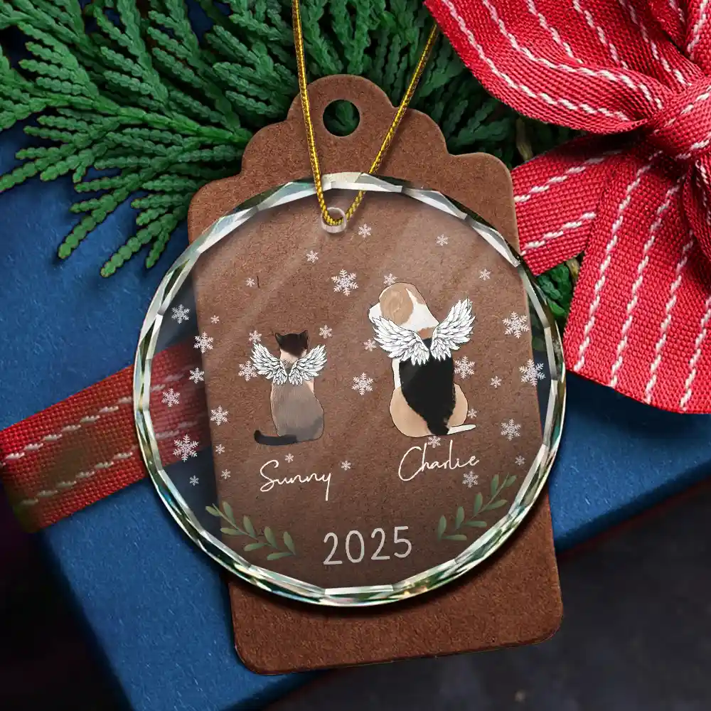 My Dogs Cats Pet - Personalized Circle Glass Ornament - Image 5
