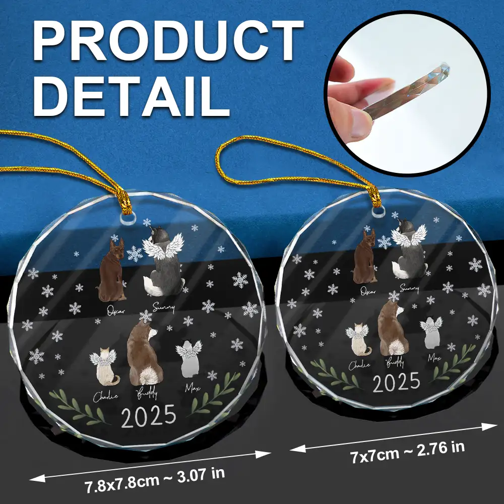 My Dogs Cats Pet - Personalized Circle Glass Ornament - Image 6