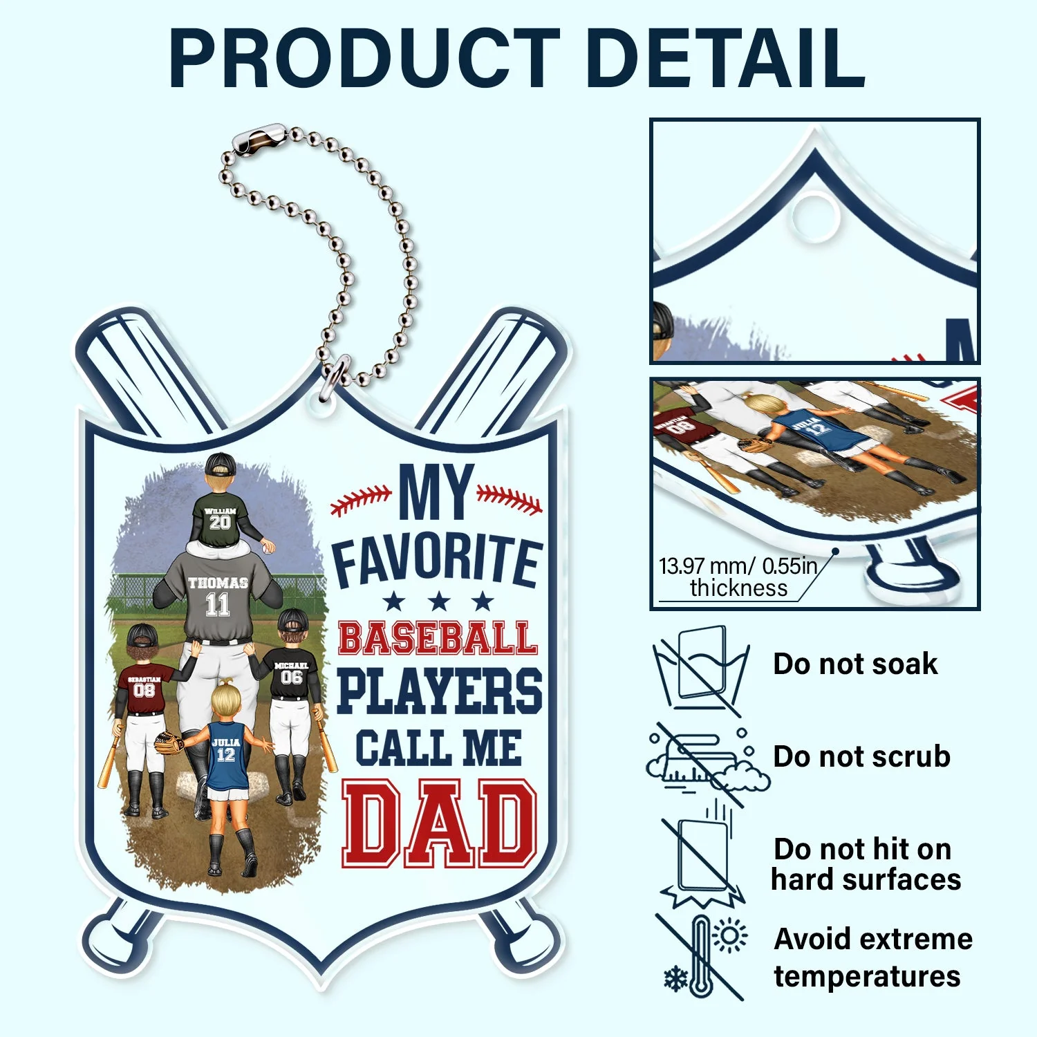 My Favorite Baseball Player Calls Me Dad - Gift For Father, Sport Fans - Personalized Acrylic Car Hanger - Image 5
