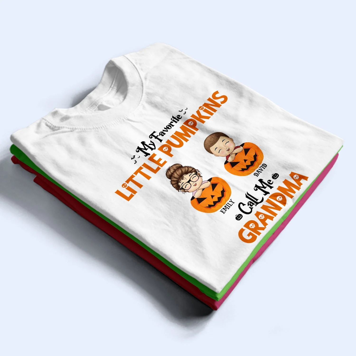 My Favorite Little Pumpkins Call Me Nana Autumn Season - Halloween Gift For Grandma, Grandmother, Grandpa, Grandfather, Grandparents - Personalized T Shirt - Image 2