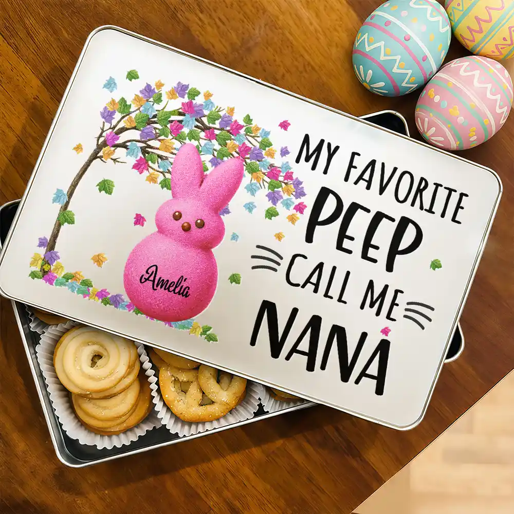 My Favorite Peeps Call Me Grandma - Personalized Metal Biscuit Tin - Image 2