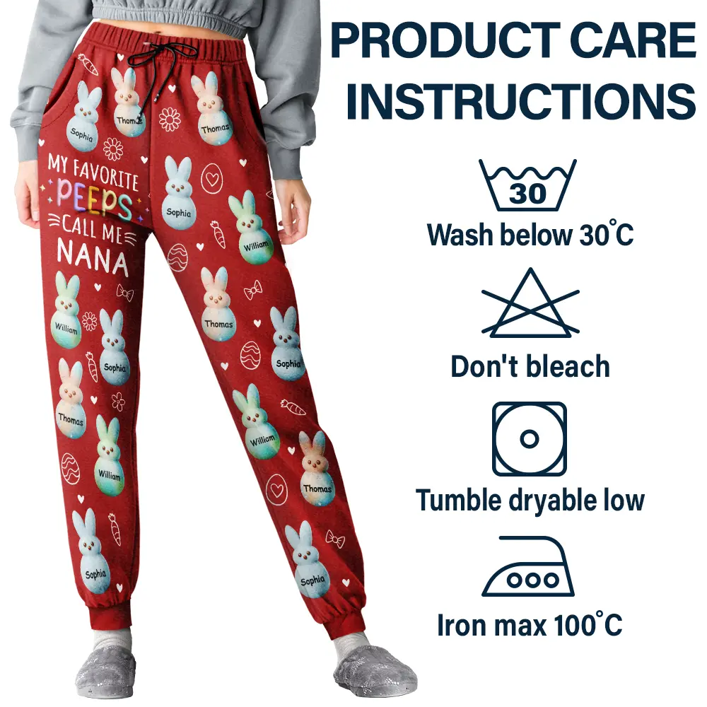 My Favorite Peeps Call Me Grandma - Personalized Pajama Pants - Image 4