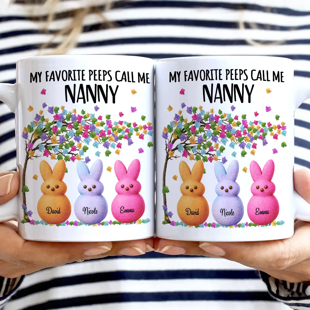My Favorite Peeps Call Me Grandma - Personalized White Edge-to-Edge Mug - Image 2