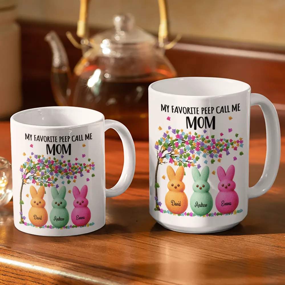 My Favorite Peeps Call Me Grandma - Personalized White Edge-to-Edge Mug - Image 3
