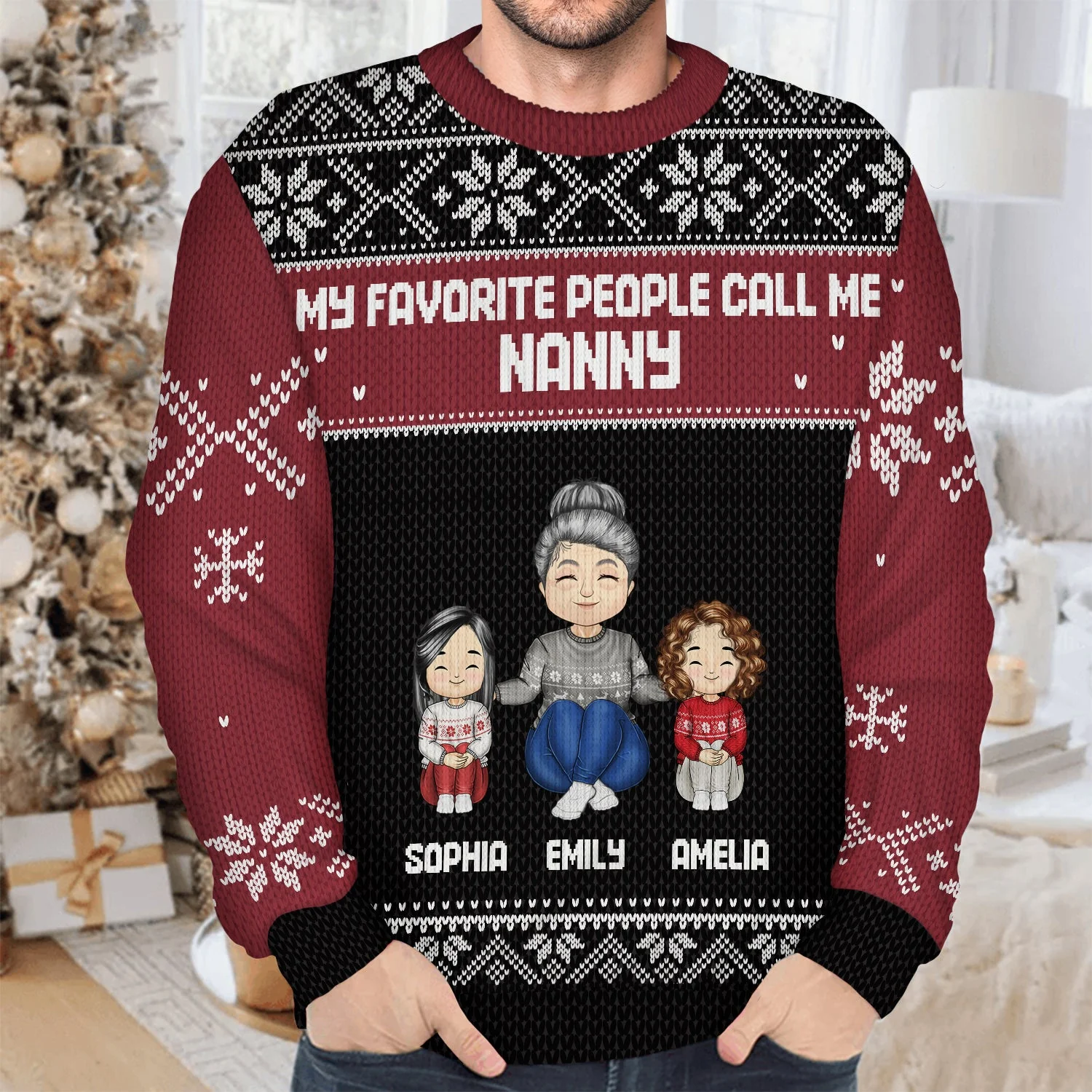 My Favorite People Call Me - Christmas Gift For Grandma, Mom - Personalized Unisex Ugly Sweater - Image 4