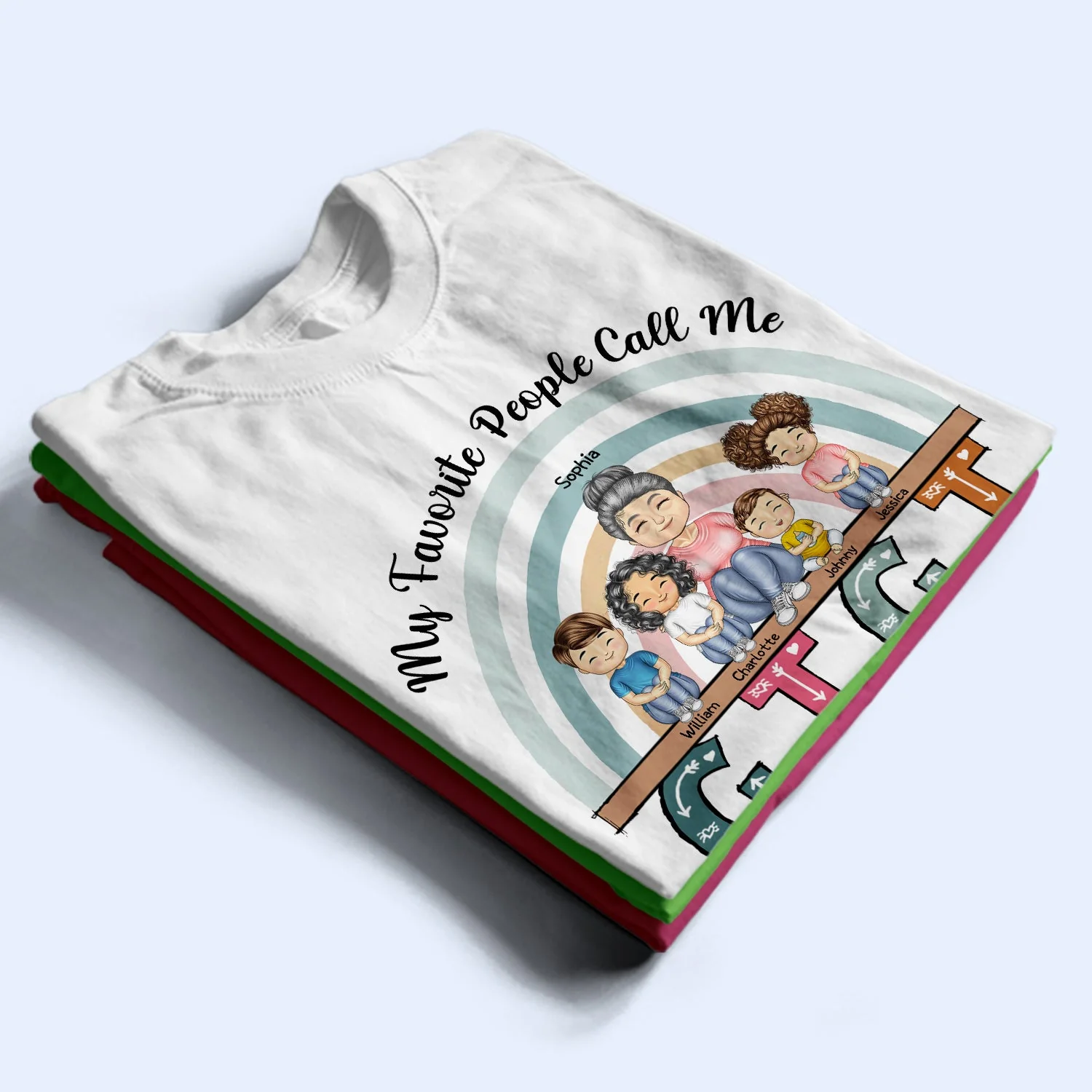 My Favorite People Call Me Mom Grandma - Birthday, Loving Gift For Mother, Grandmother - Personalized Custom T Shirt - Image 2