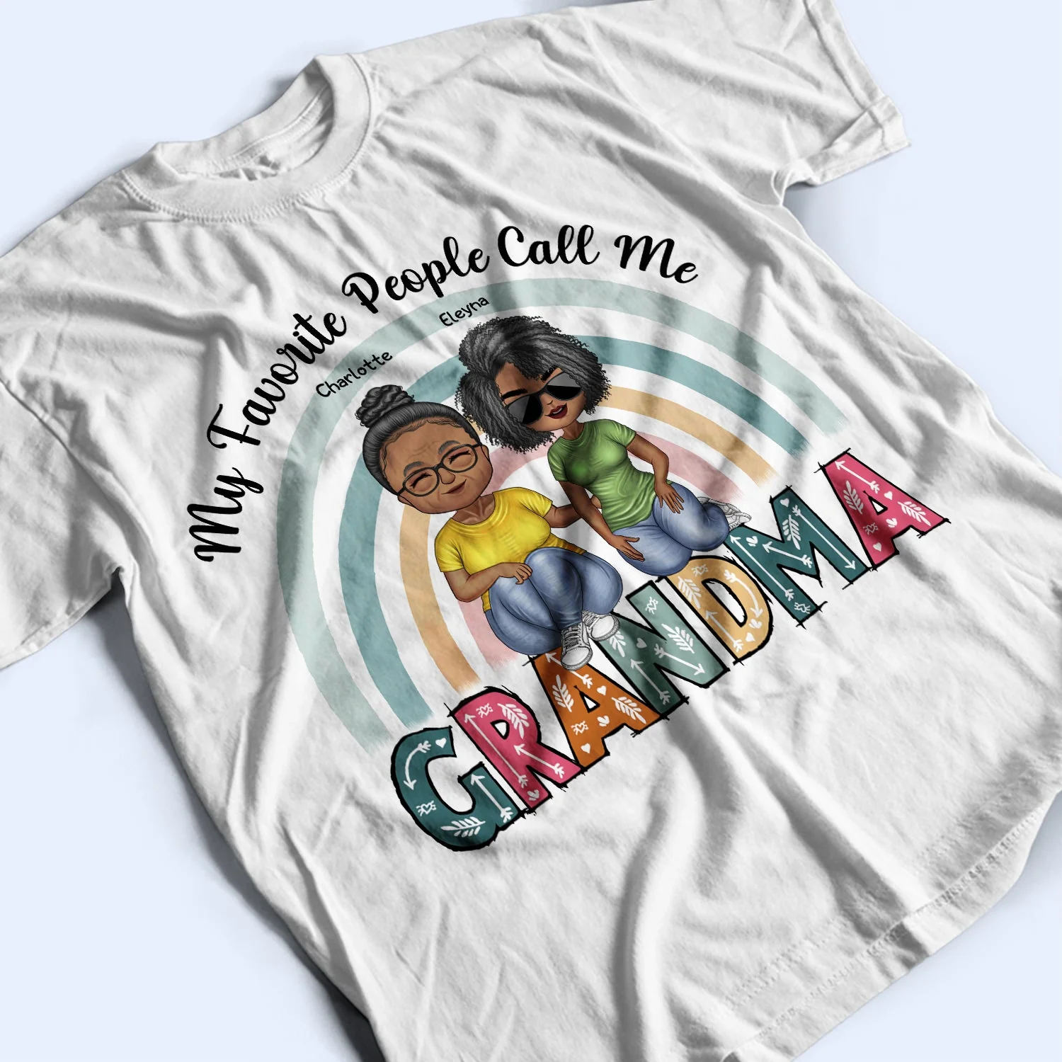 My Favorite People Call Me Mom Grandma - Birthday, Loving Gift For Mother, Grandmother - Personalized Custom T Shirt - Image 3