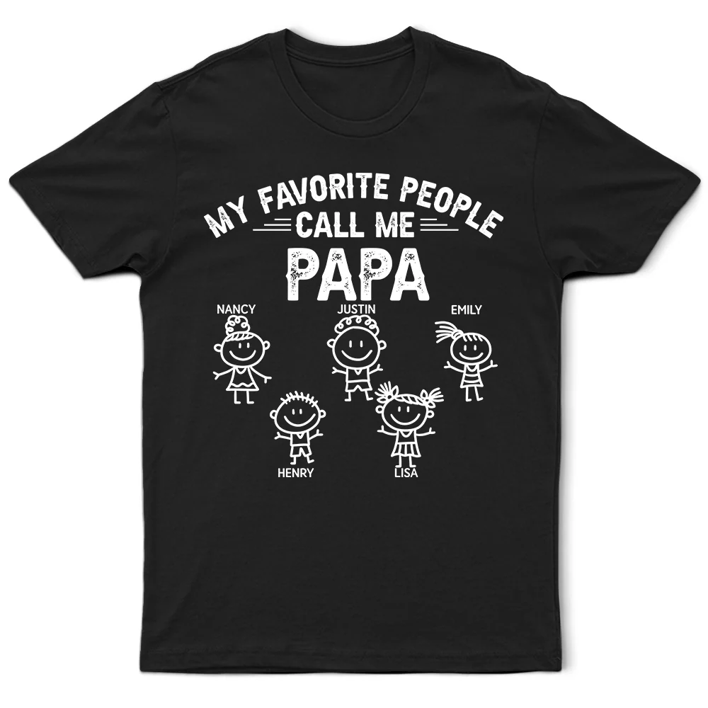 My Favorite People Call Me Papa Kid Stick Figures - Personalized T Shirt - Image 2