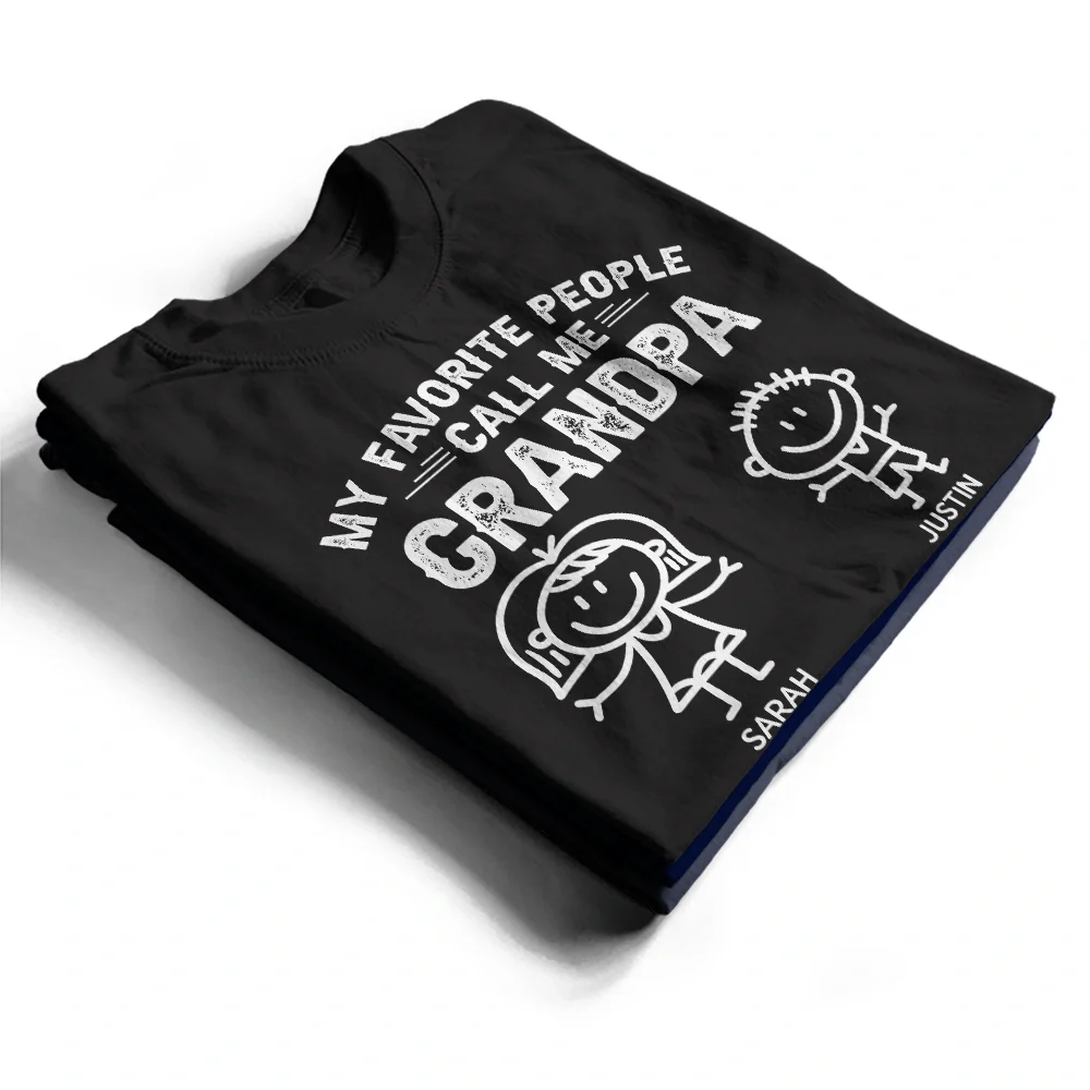 My Favorite People Call Me Papa Kid Stick Figures - Personalized T Shirt - Image 3
