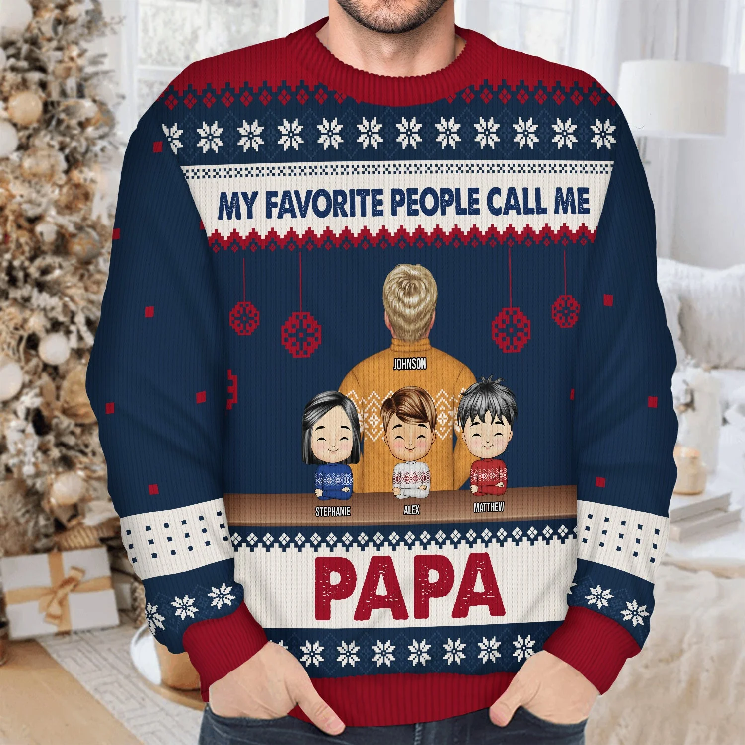 My Favorite People Called Me - Christmas Gift For Dad, Grandpa, Uncle - Personalized Unisex Ugly Sweater - Image 4