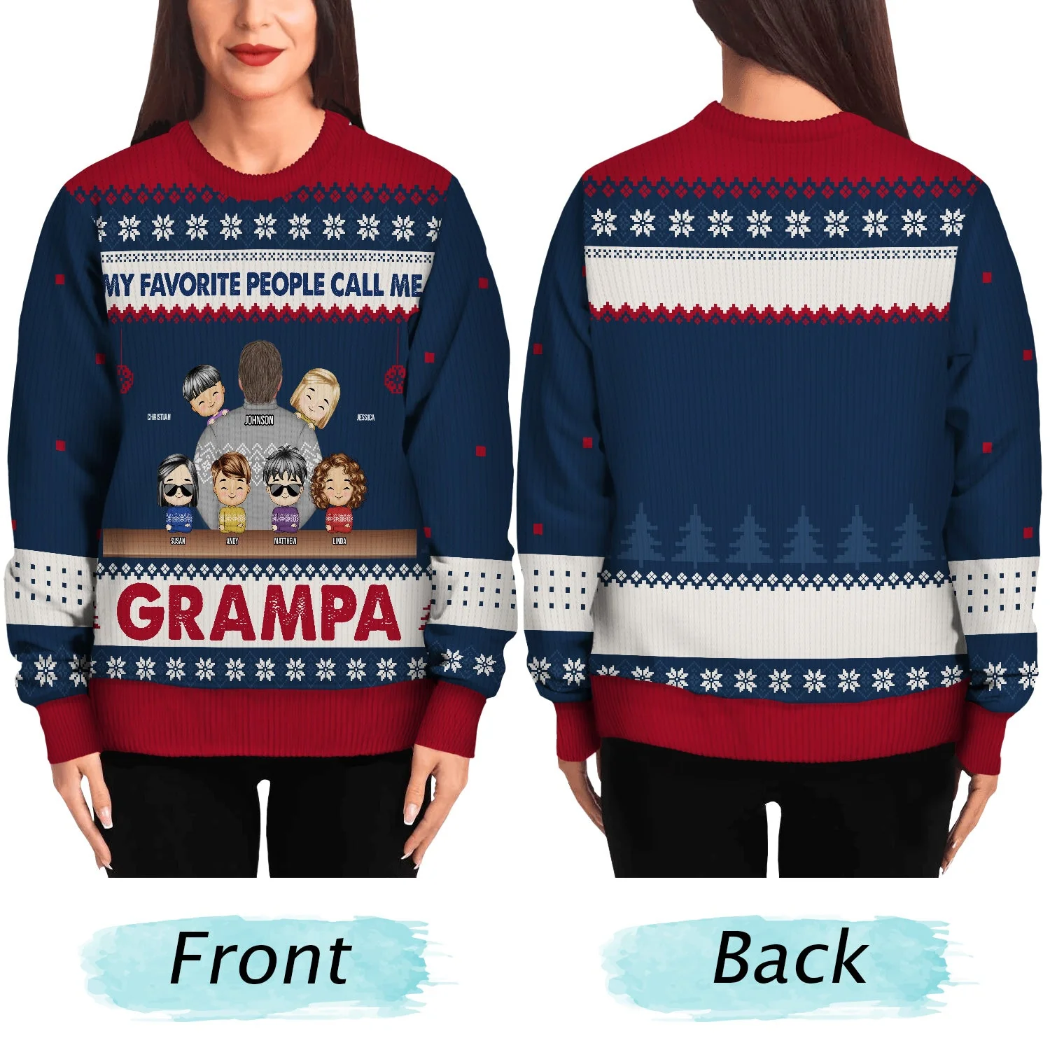 My Favorite People Called Me - Christmas Gift For Dad, Grandpa, Uncle - Personalized Unisex Ugly Sweater - Image 5