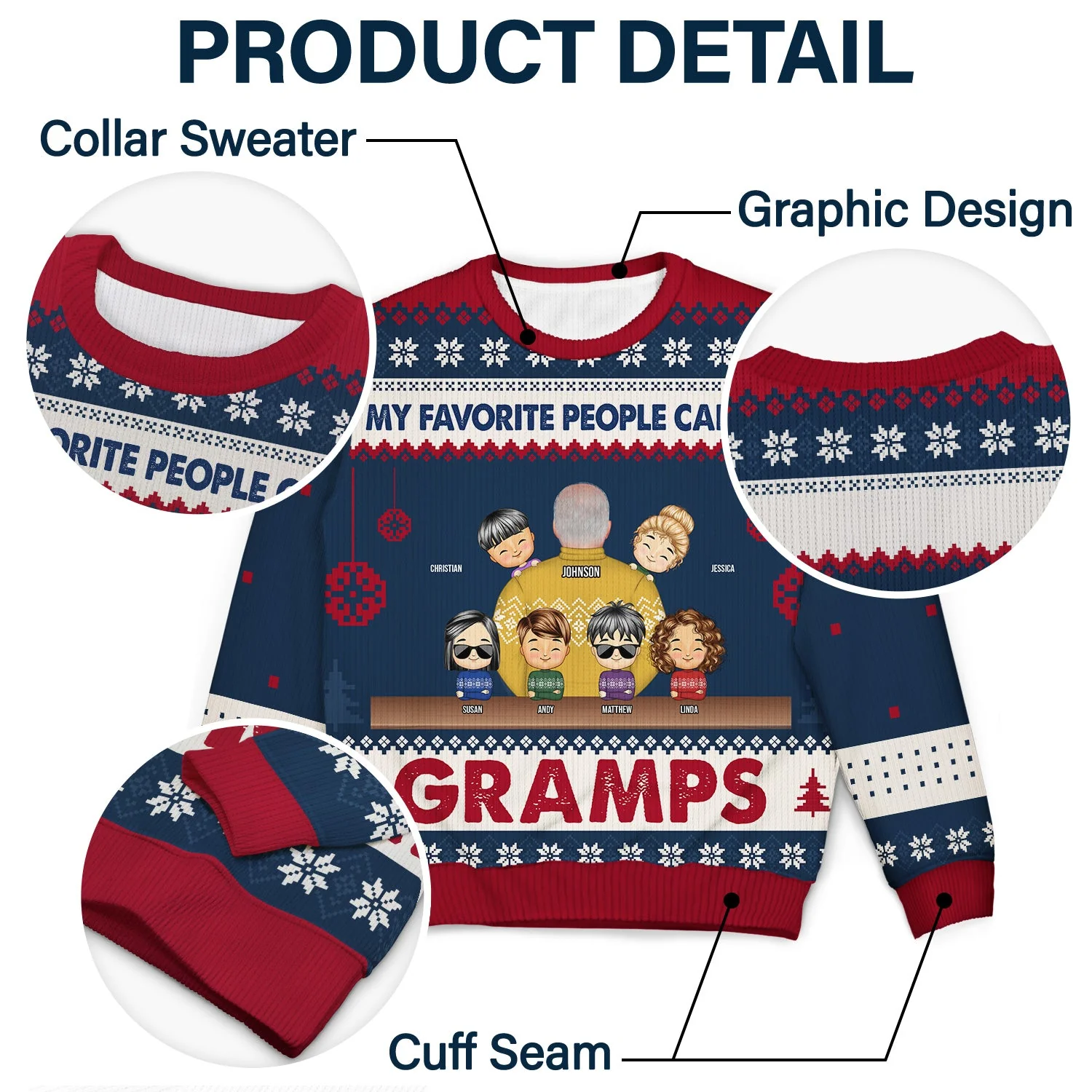 My Favorite People Called Me - Christmas Gift For Dad, Grandpa, Uncle - Personalized Unisex Ugly Sweater - Image 6