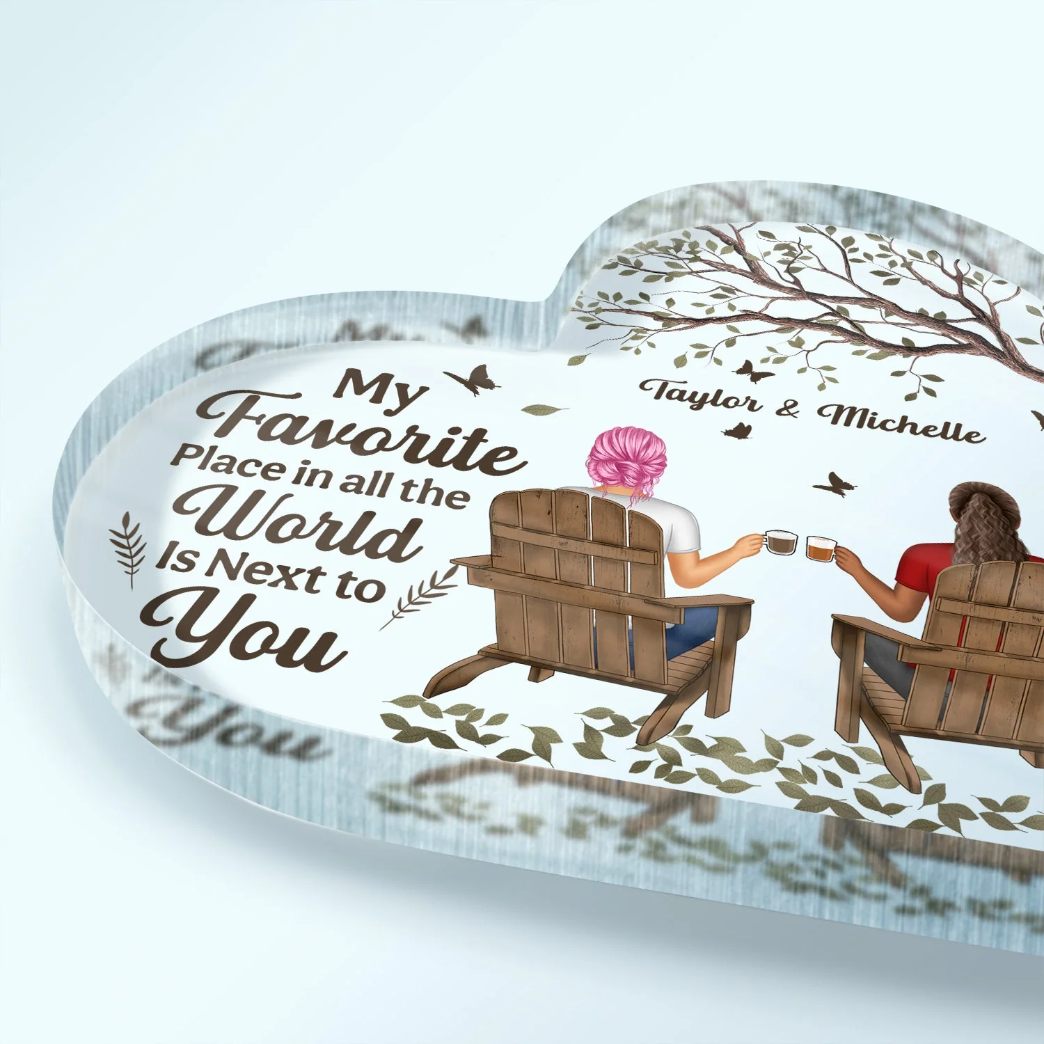 My Favorite Place In All The World - Anniversary Gift For Couples - Personalized Heart Shaped Acrylic Plaque - Image 3