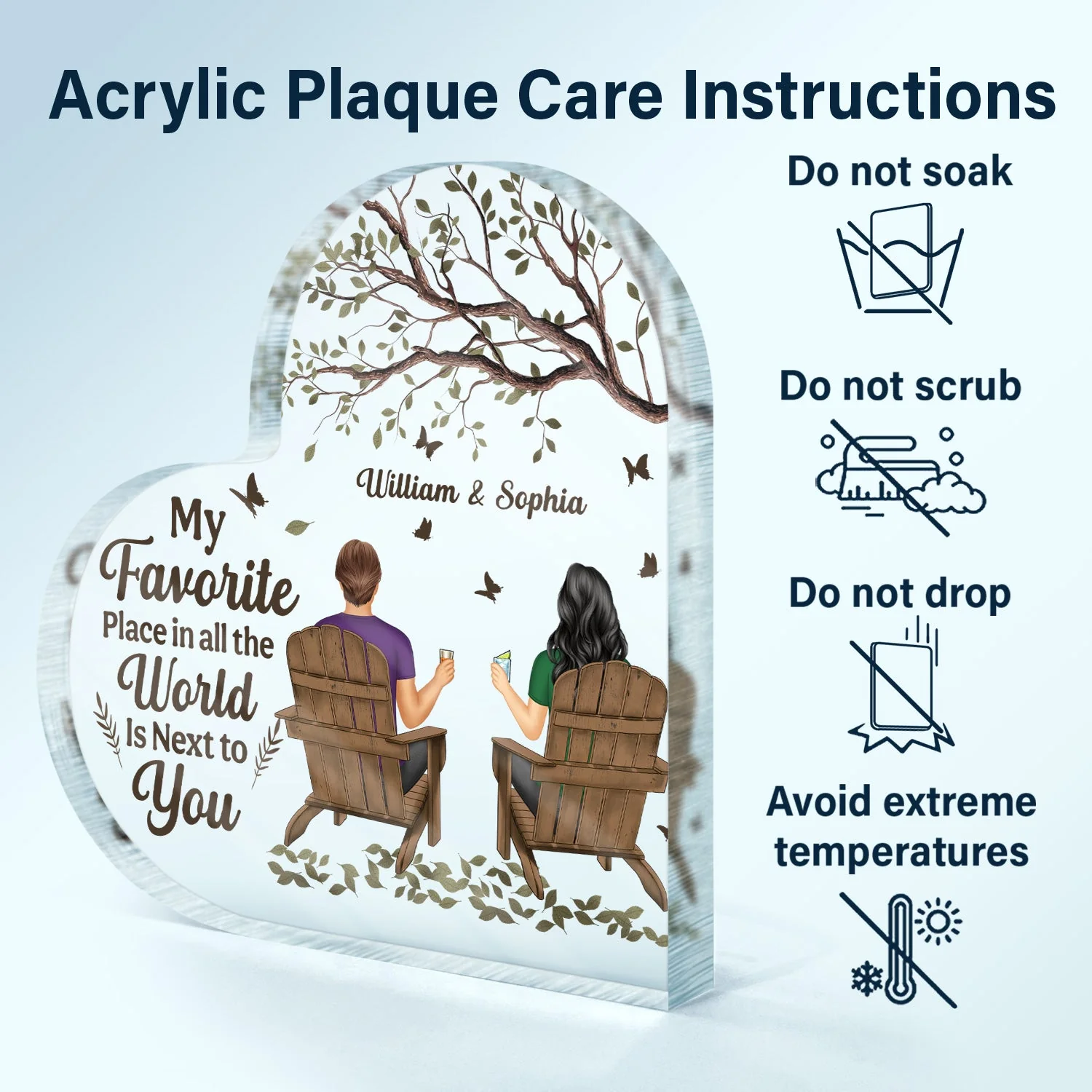My Favorite Place In All The World - Anniversary Gift For Couples - Personalized Heart Shaped Acrylic Plaque - Image 6