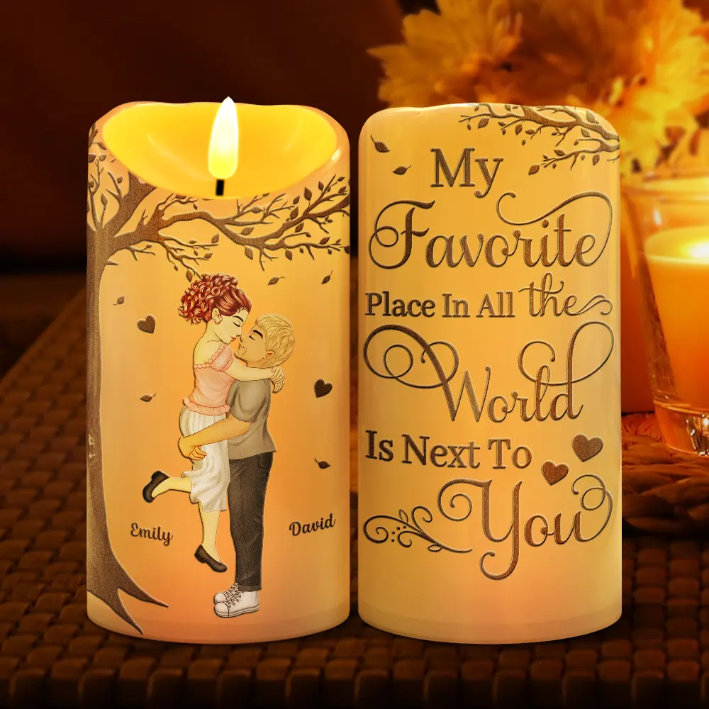 My Favorite Place In All The World Couple - Personalized Flameless LED Candle - Image 2