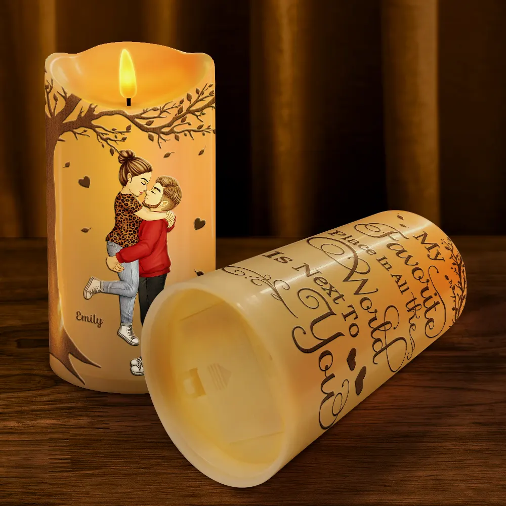 My Favorite Place In All The World Couple - Personalized Flameless LED Candle - Image 4
