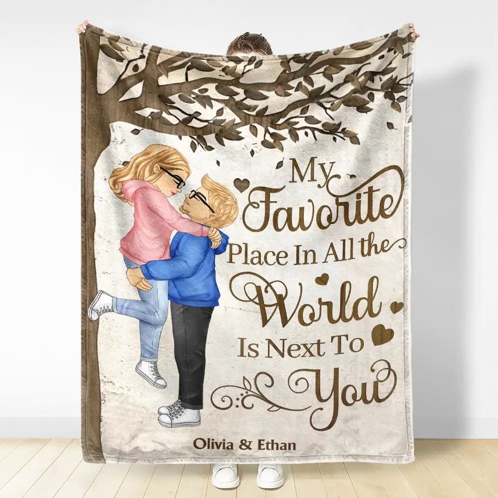 My Favorite Place In All The World - Personalized Fleece Blanket, Sherpa Blanket - Image 3