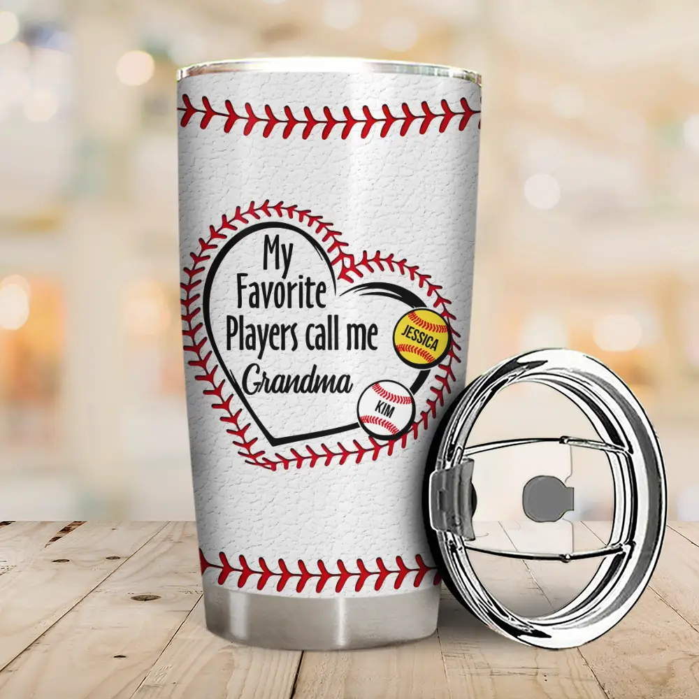 My Favorite Players Call Me Grandma Mom - Personalized Tumbler - Image 2