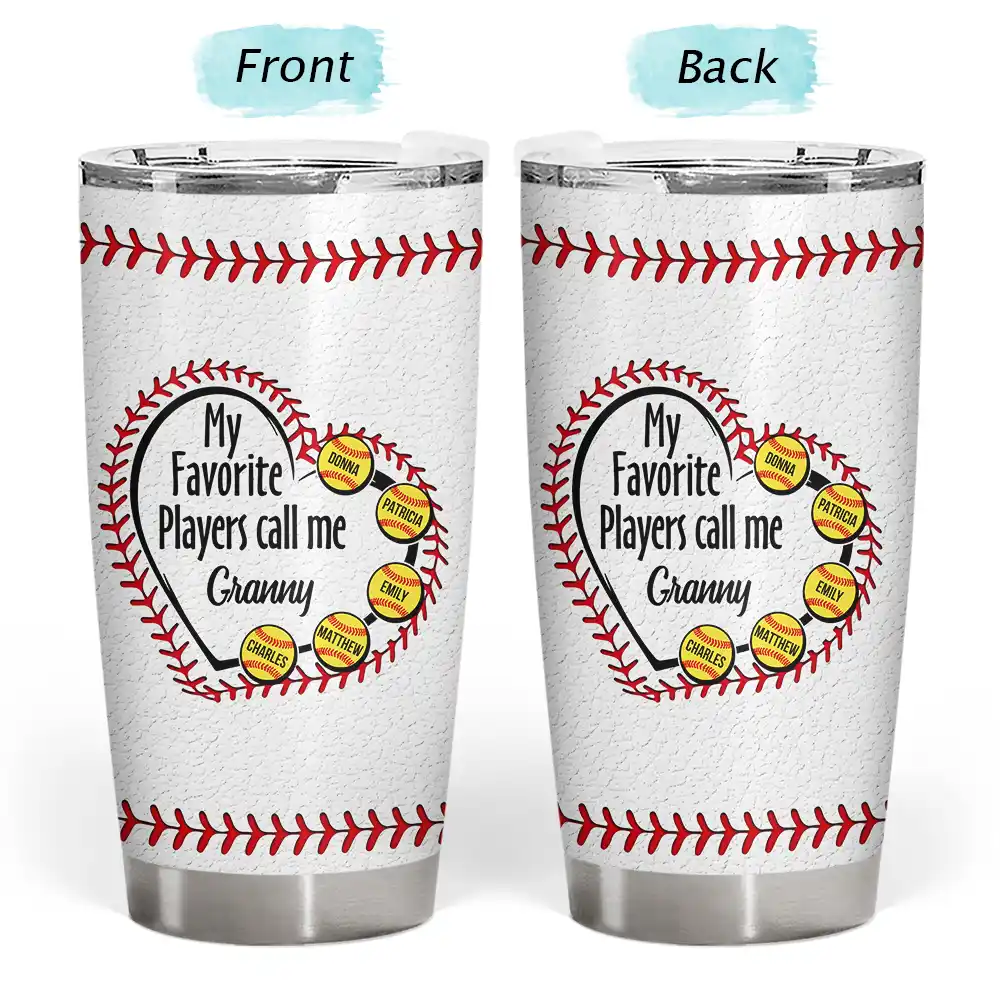 My Favorite Players Call Me Grandma Mom - Personalized Tumbler - Image 3