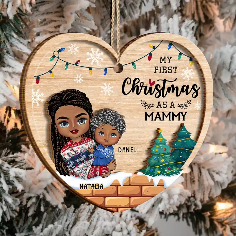 My First Christmas As A Grandma - Personalized 2-Layered Wooden Ornament - Image 3