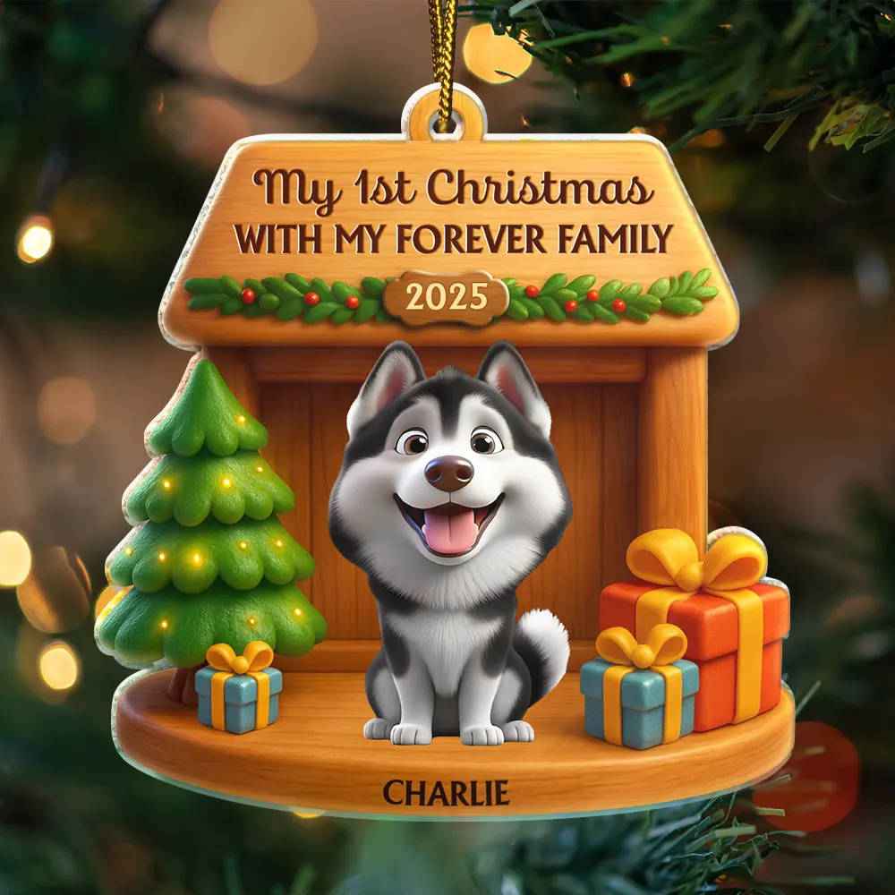 My First Christmas With My Forever Family - Personalized Custom Shaped Acrylic Ornament - Image 3