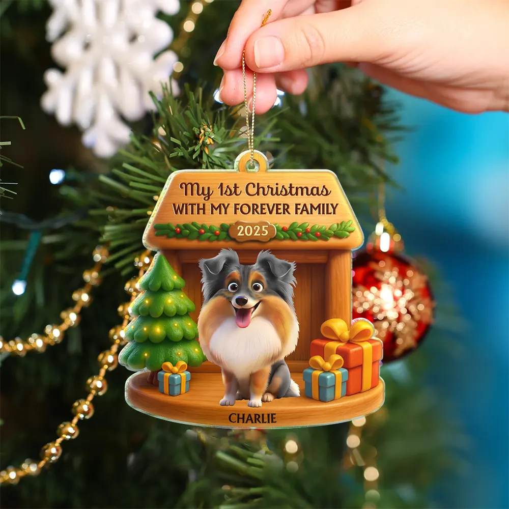 My First Christmas With My Forever Family - Personalized Custom Shaped Acrylic Ornament - Image 4