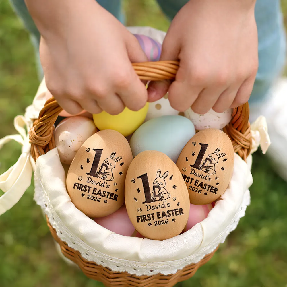 My First Easter Monogram - Personalized Musical Wooden Easter Egg Shaker - Image 6